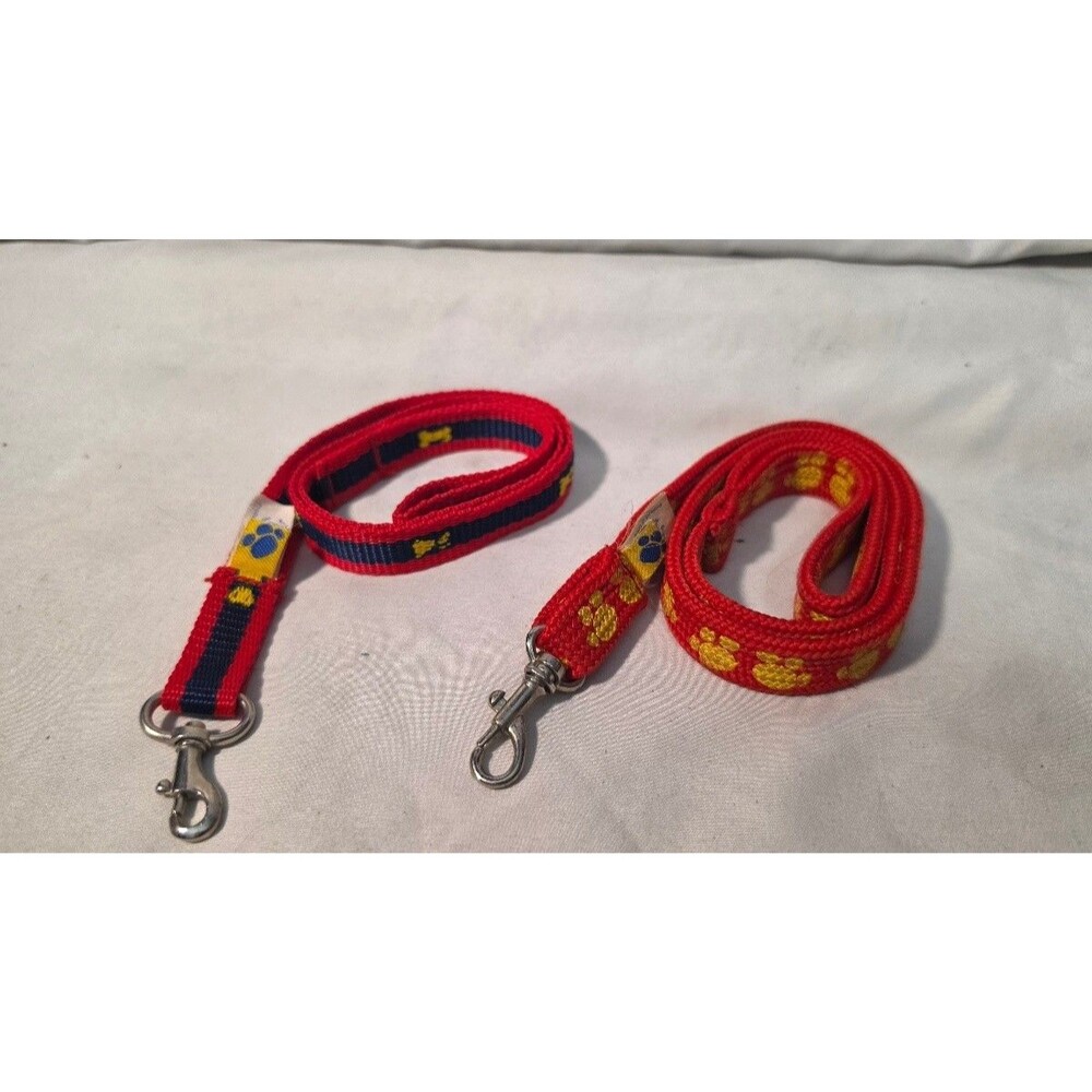 Lot of 2 Build-A-Bear Pet Leashes Red Woven Nylon Plush Doll Accessories